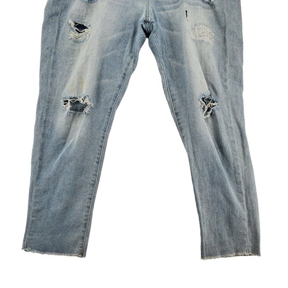 Mossimo Jeans Women's Destroyed Boyfriend Cut off at ankles Blue W42 - Picture 4 of 10